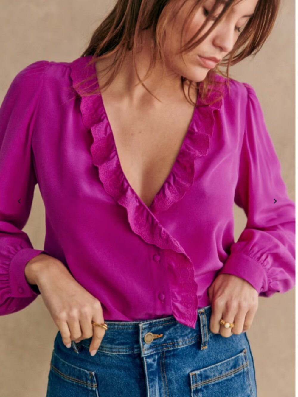 Sezane Rosine Shirt in Fuschia